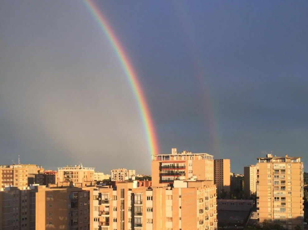 Doble arcoíris en Zaragoza.