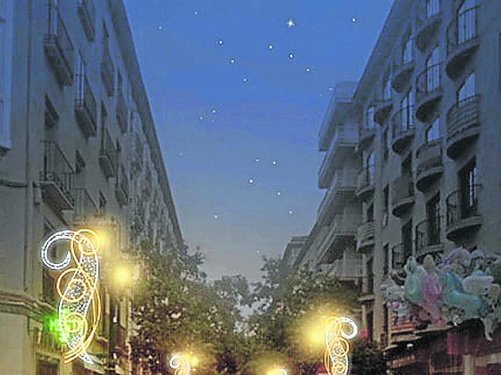 Recreación de Don Jaime I. Este es el aspecto que lucirá la calle con las nuevas luces de Navidad que se van a instalar, y que costarán 30.000 euros.