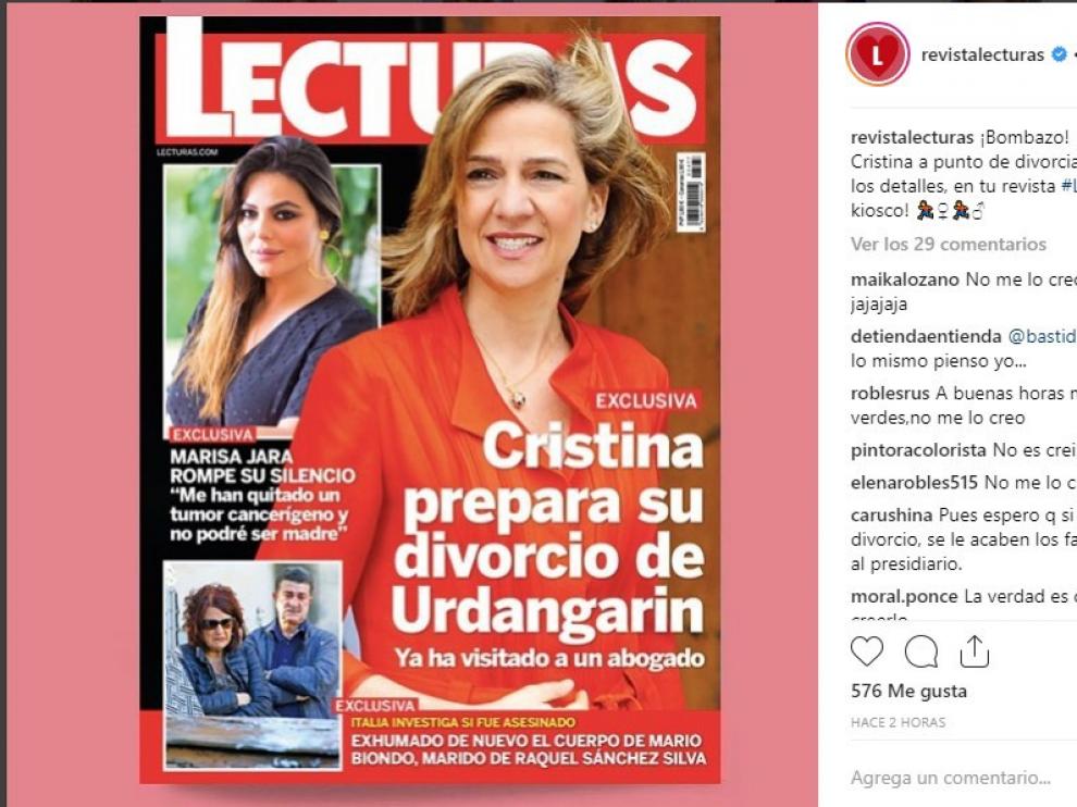 Imagen de la portada de la revista 'Lecturas' en la que se hace alusión al posible divorcio.