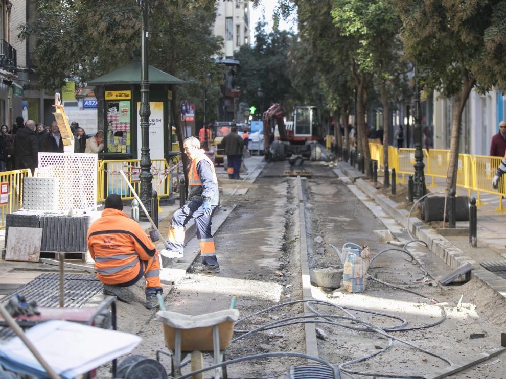 La calle Don Jaime I, en obras.