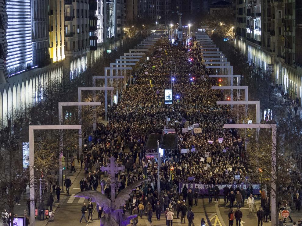 La manifestación feminista del pasado mes de marzo en Zaragoza.