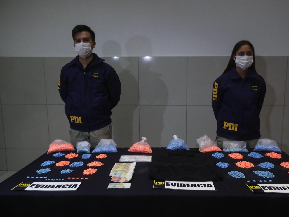 Las pastillas de éxtasis incautadas en el aeropuerto de Chile.