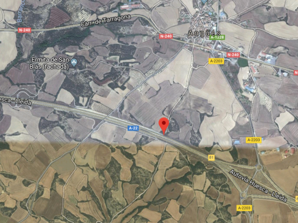 A-22 a la altura de Angüés, Huesca