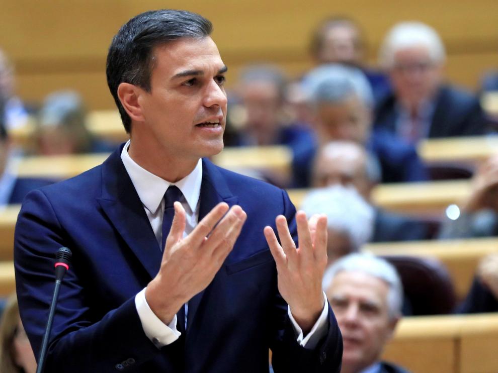 El presidente del Gobierno, Pedro Sánchez, interviene en la sesión de control al Ejecutivo.