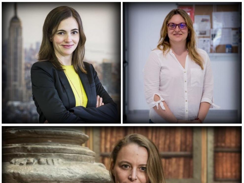 Arriba, a la izquierda, Alicia Asín, y a la derecha, Rosa Monge. Abajo, María López