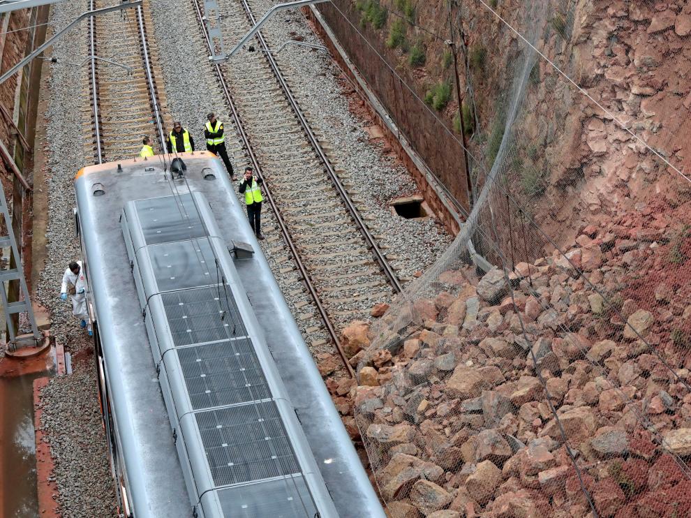 El tren descarrilado en el accidente de Castellgalí
