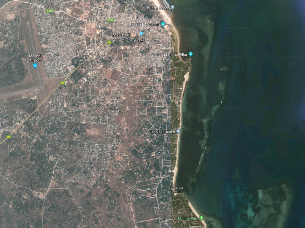 El suceso tuvo lugar junto a la ciudad costera de Malindi.