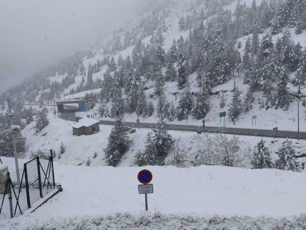 Acceso al túnel de Bielsa en la mañana de este miércoles