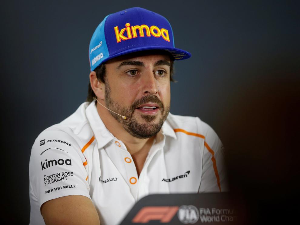 Fernando Alonso durante la rueda de prensa.