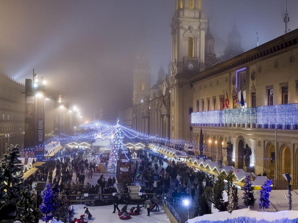 La feria navideña de la plaza del Pilar, el año pasado.