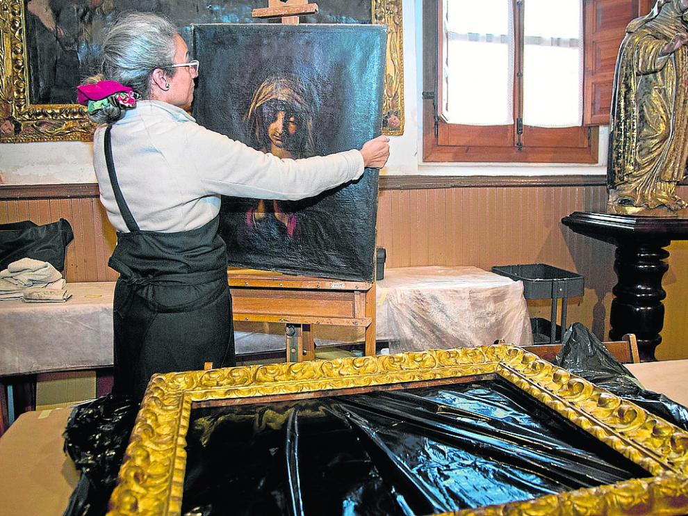 Jimeno, con la copia de la Virgen Orante de Giovanni Battista Salvi (Sassoferrato).