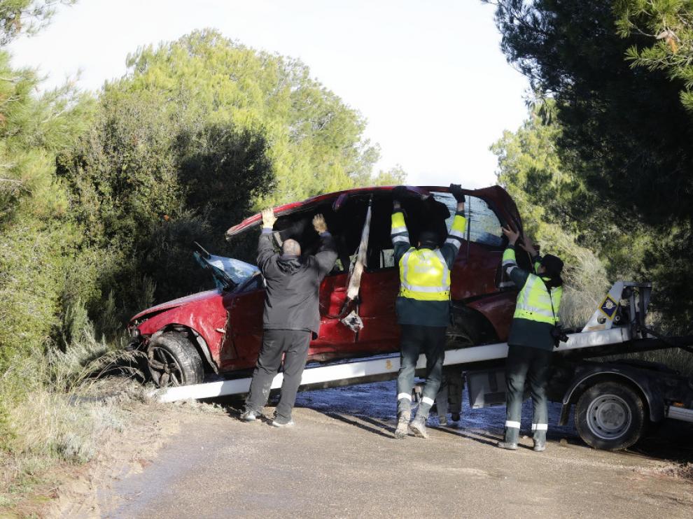 Imagen del accidente mortal del lunes en la A-124, en el que murió un joven.