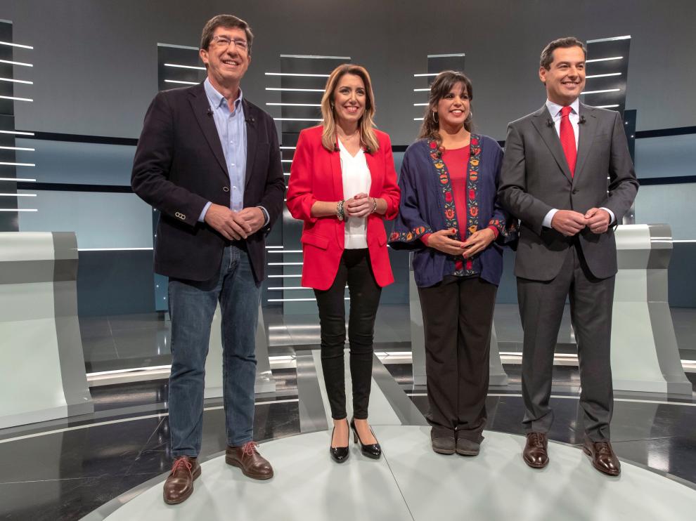 Juan Marín, Susana Díaz, Teresa Rodríguez y Juanma Moreno