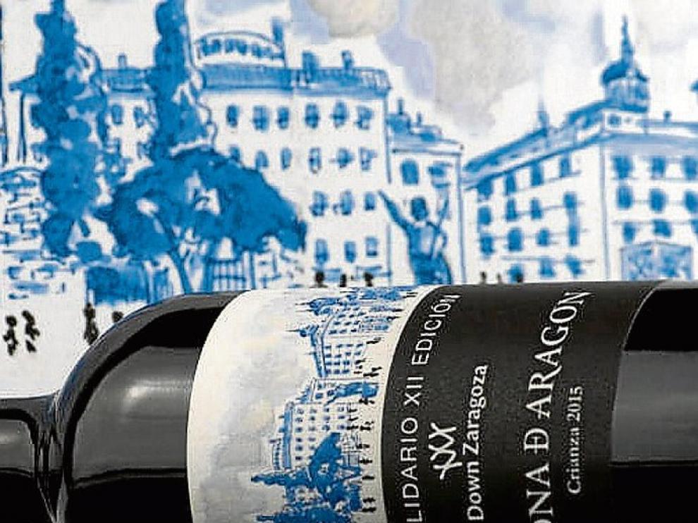 Etiqueta del vino solidario.