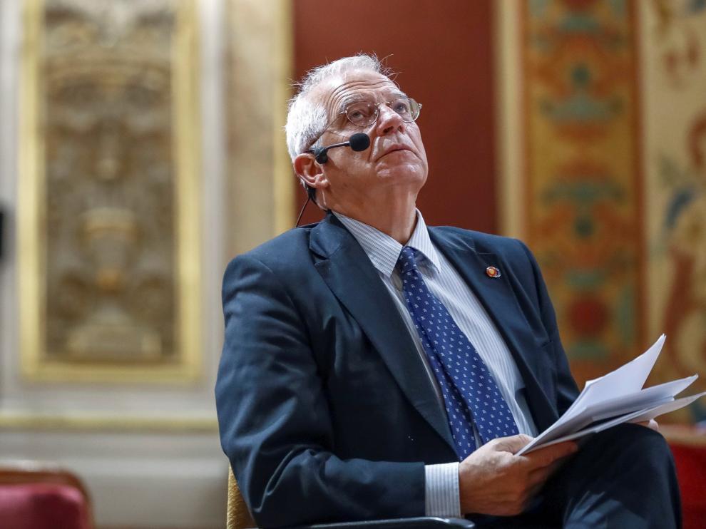 El ministro de Asuntos Exteriores, Unión Europea y Cooperación, Josep Borrell, durante su participación en el acto 'La UE como actor económico y global que protege a sus ciudadanos'