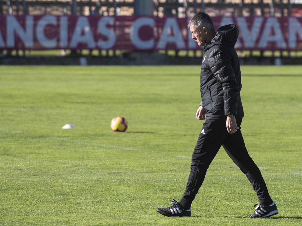 Lucas Alcaraz, ayer, en el entrenamiento del Real Zaragoza en la Ciudad Deportiva