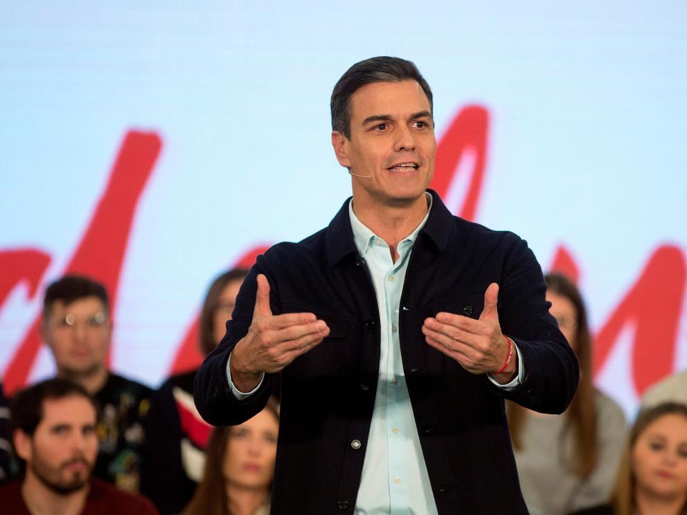 Pedro Sánchez en el mitin de este martes.
