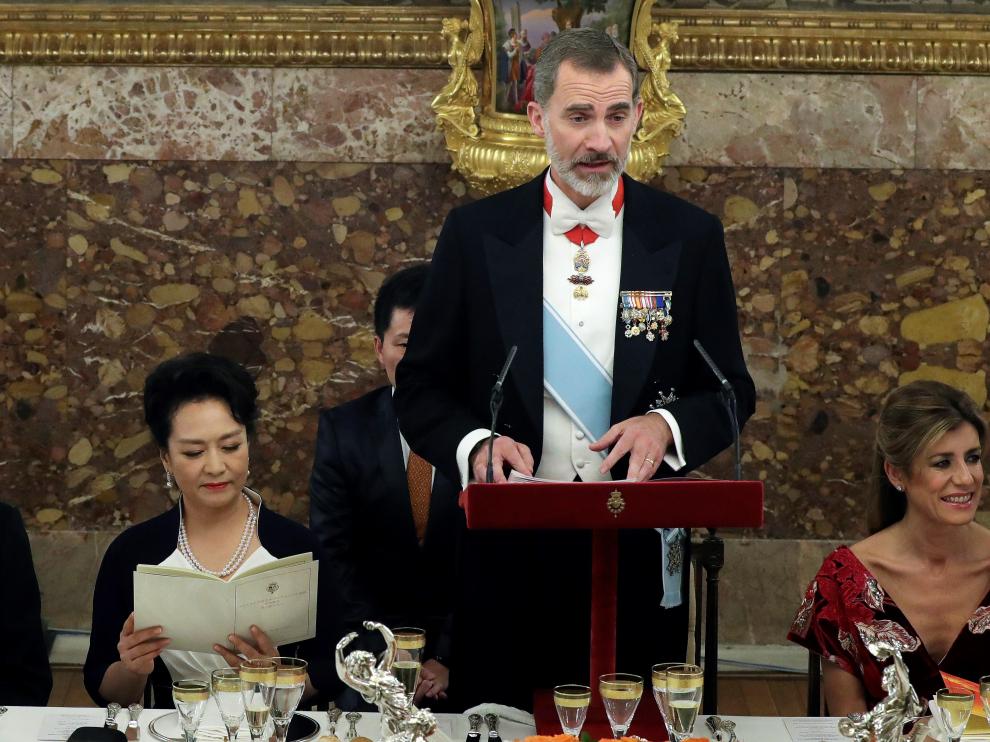 Cena de gala que los Reyes españoles ofrecen al mandatario chino.