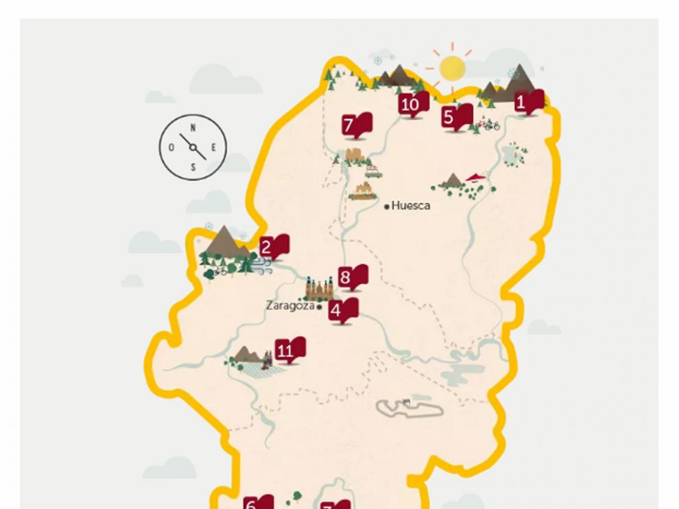 Un mapa indicativo de las rutas que hay programadas para los próximos meses.