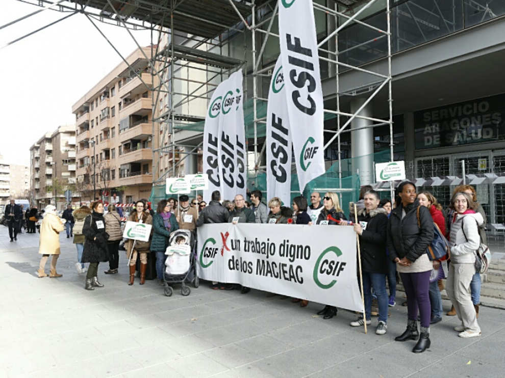 La protesta de esta mañana ha sido ante la sede del Salud.