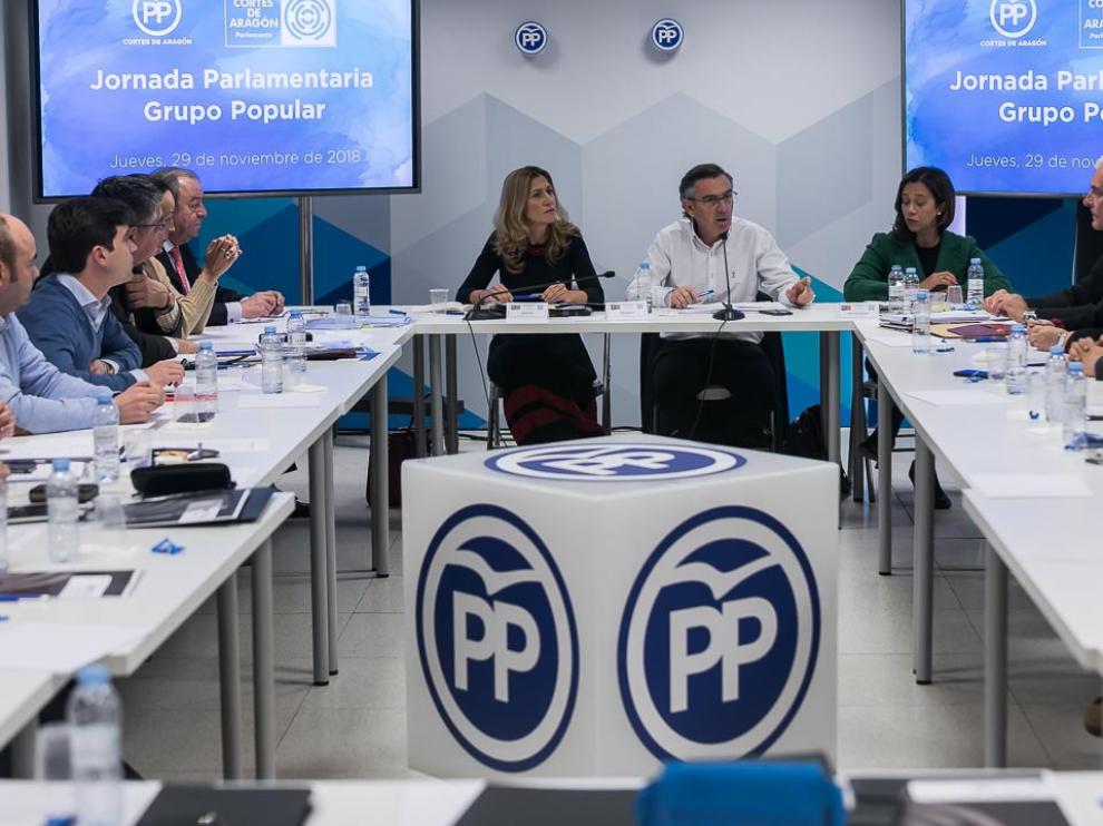 Beamonte ha presidido este jueves la reunión del grupo parlamentario del PP en la sede del partido.