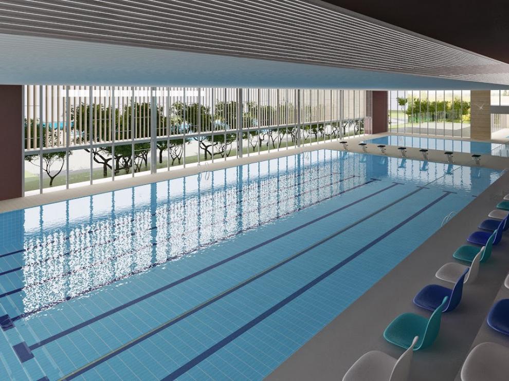 Recreación infográfica de la piscina cubierta proyectada en Los Planos.