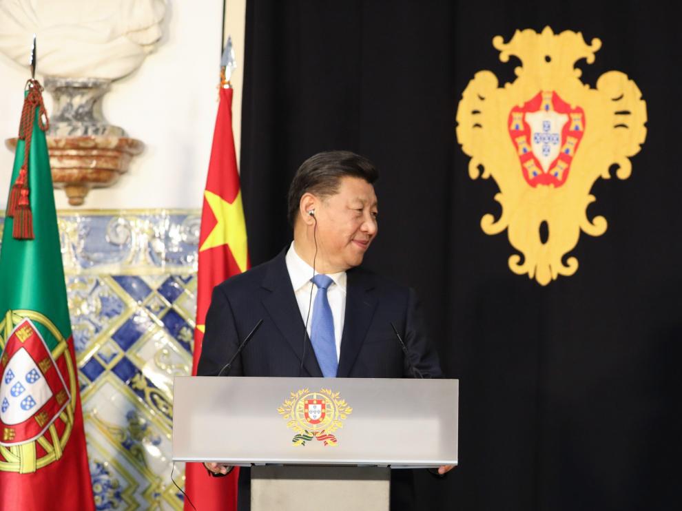 El presidente portugués, Marcelo Rebelo de Sousa, y su homólogo chino, Xi Jinping.