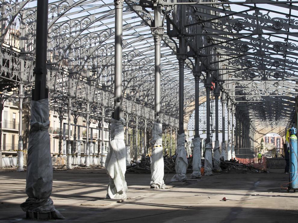 El Mercado Central de Zaragoza, con su estructura al descubierto,