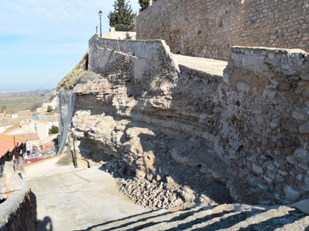 La subida a la ermita de Velilla, afectada por un derrumbe.