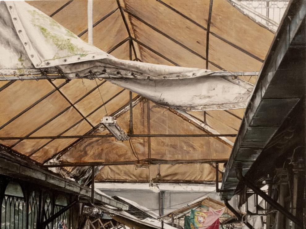 'Diógenes en Bolhão', una de las obras de la exposición 'En las puertas de Europa', del aragonés Jesús Monge.