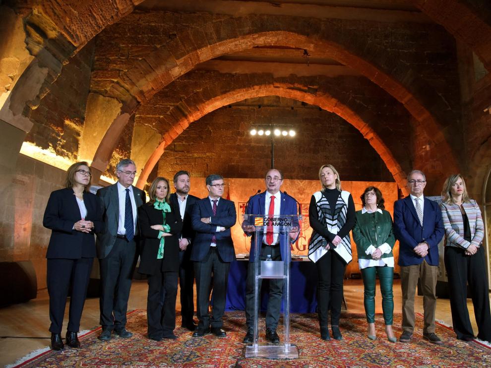Lambán ha presidido la reunión de su Consejo de Gobierno celebrada en Sijena.