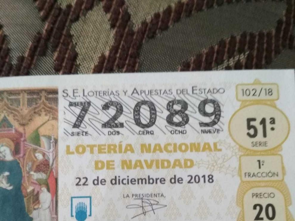 Uno de los décimos del Ayuntamiento de Fabara.