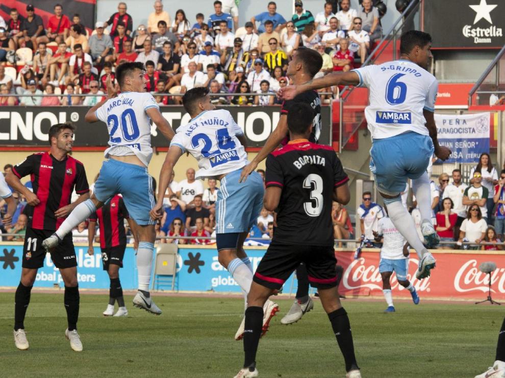 Una jugada del Reus-Real Zaragoza disputado en agosto en campo reusense, correspondiente a la jornada 2ª, que acabó 0-0.