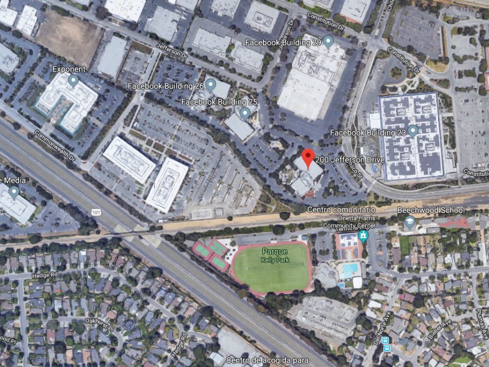 El edificio desalojado está ubicado en el número 200 de la calle de Jefferson Drive en Menlo Park.