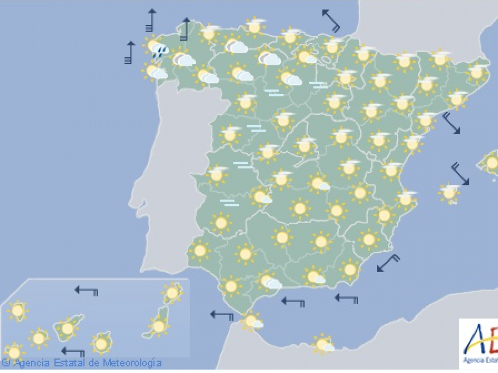 Mapa meteorológico correspondiente a este lunes 17 de diciembre