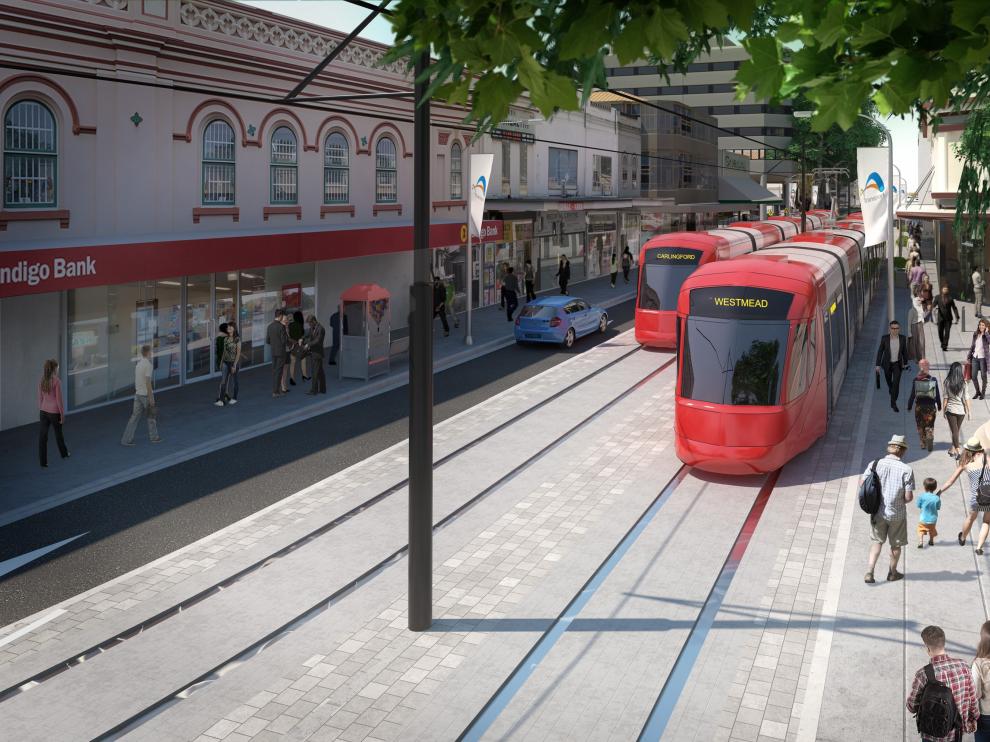 Recreación del proyecto de tren ligero en Australia adjudicado a CAF en consorcio