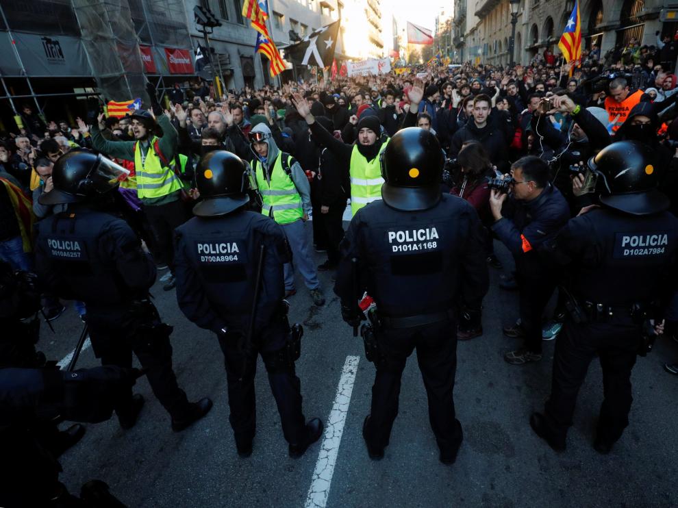 Protestas por la celebración del Consejo de Ministros en Barcelona.