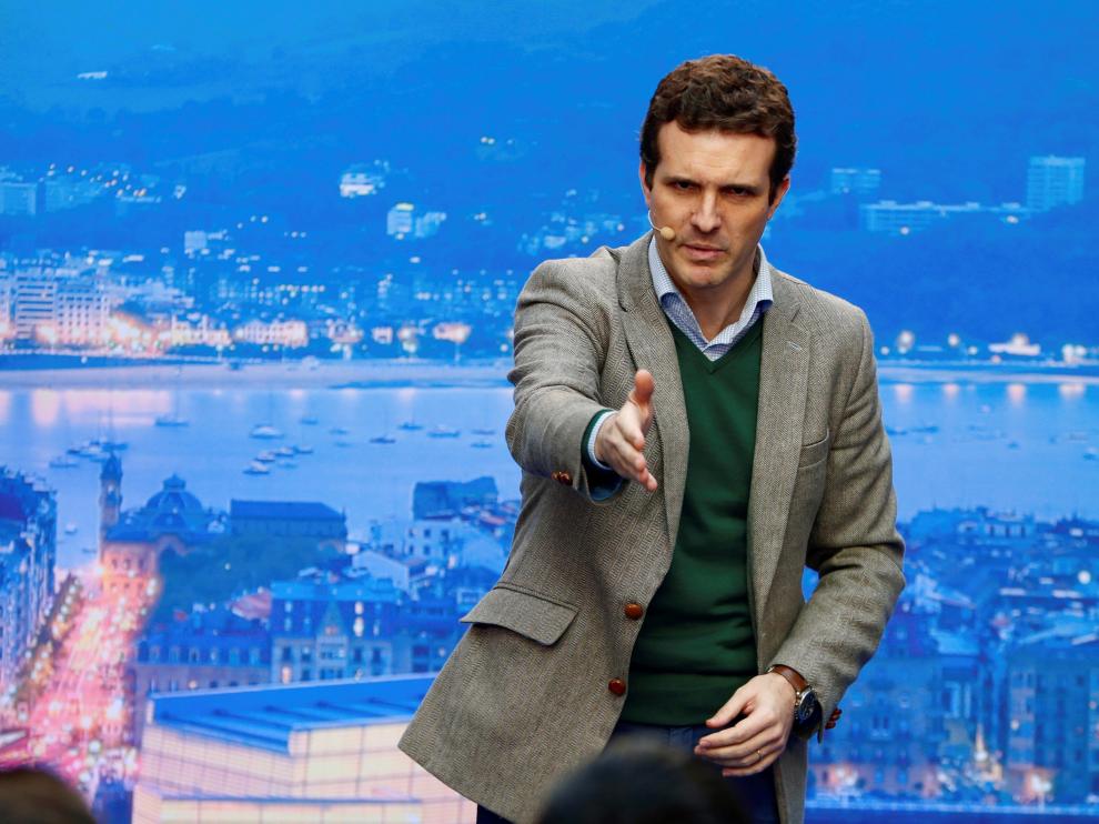Pablo Casado en un acto en Vitoria para presentar a los candidatos del País Vasco.