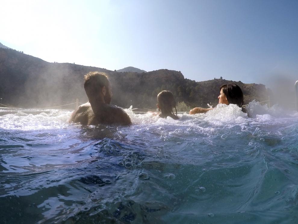 Jacuzzi exterior del balneario de Ariño, uno de las propuestas para el día de Año Nuevo.