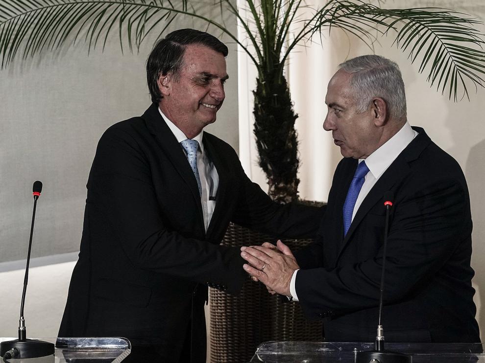 El presidente electo de Brasil, Jair Bolsonaro, y el primer ministro de Israel, Benjamín Netanyahu.