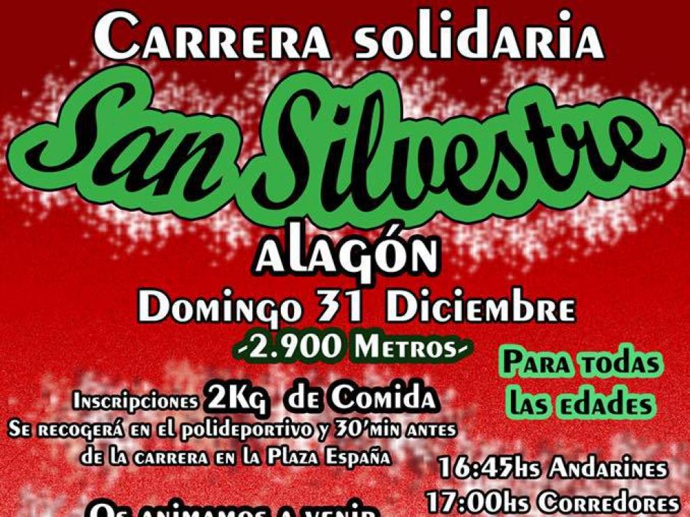 Cartel que anuncia la solidaria San Silvestre de Alagón.