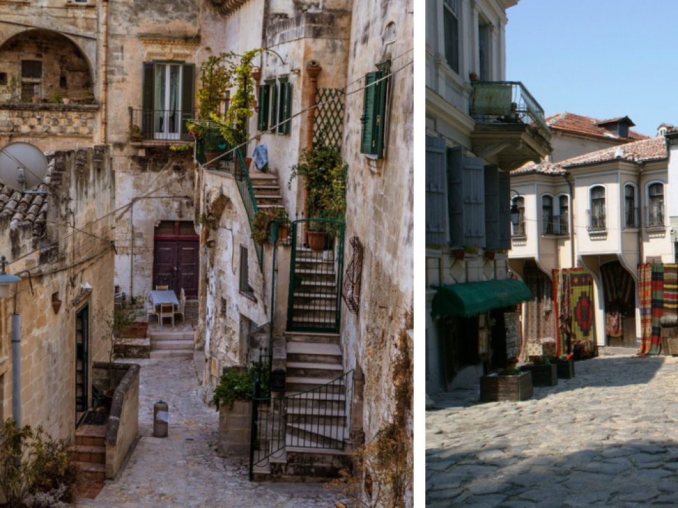 Combo de imágenes de Matera y Plovdiv