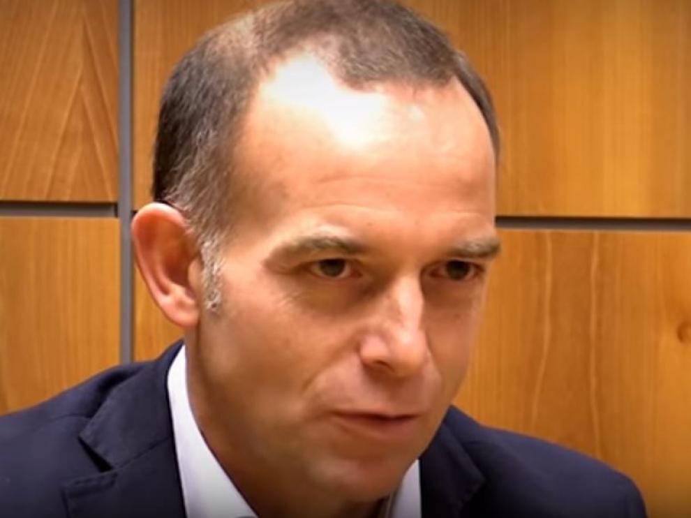 Primer plano de Christian Lapetra, el presidente del Real Zaragoza, en la entrevista publicada por el club en su página web.