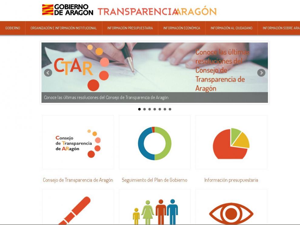 Portal de transparencia del Gobierno de Aragón.