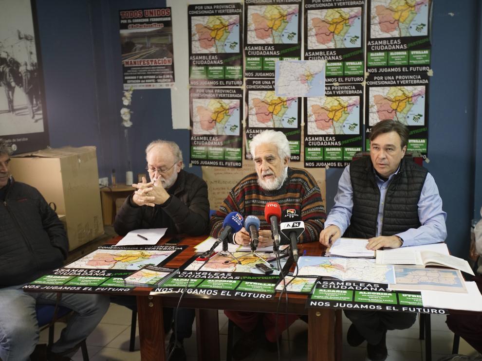 Los portavoces de Teruel Existe en la rueda de prensa.