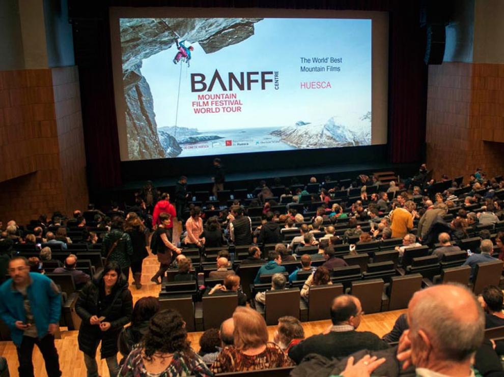 Proyección en el Palacio de Congresos de Huesca en 2018.