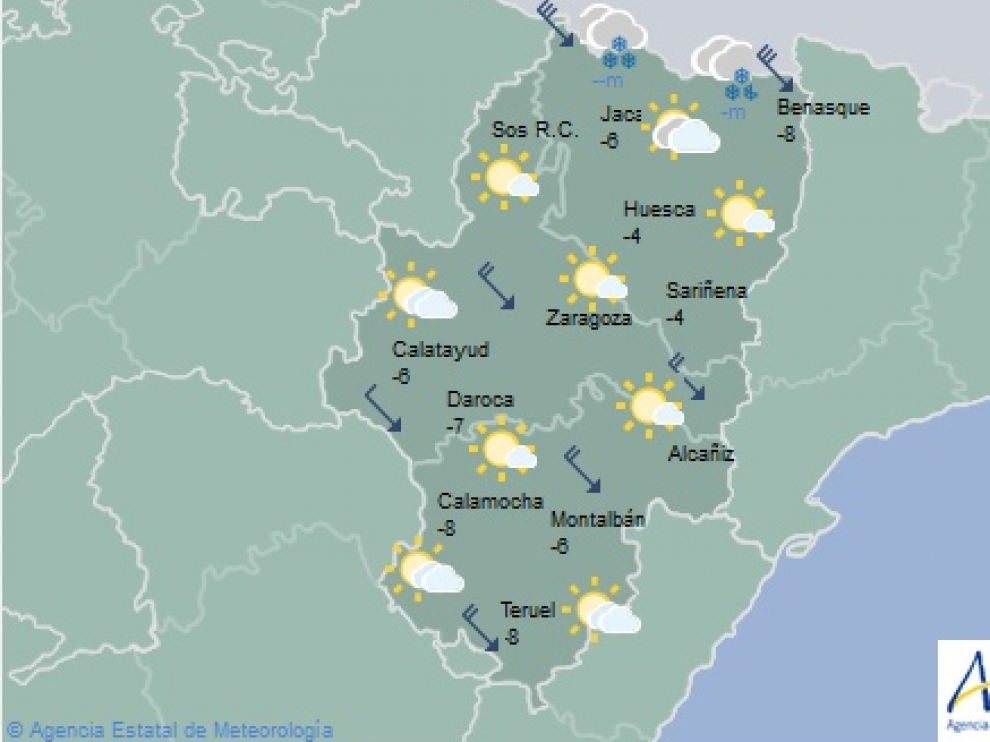 El tiempo en Aragón este jueves, 10 de enero.