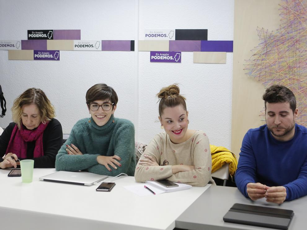 El secretario general de Podemos en Aragón, Nacho Escartín, en el Consejo Ciudadano Autonómico.