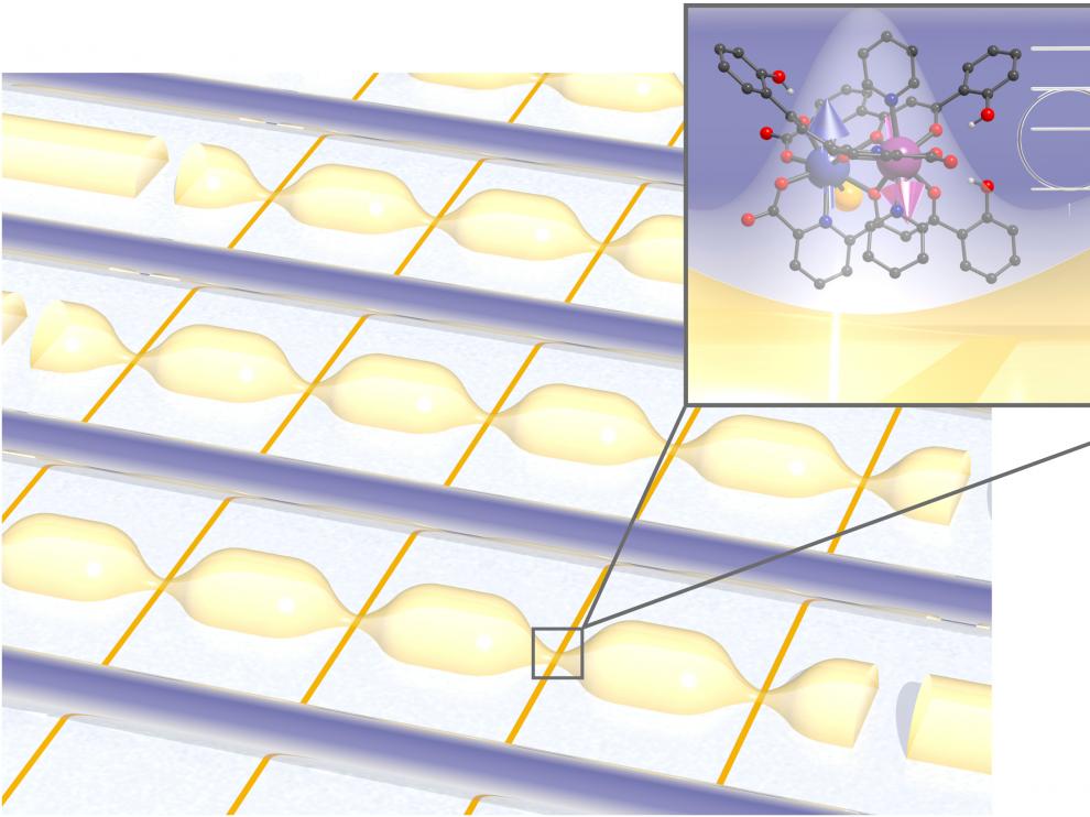 Procesador cuántico basado en moléculas magnéticas que actúan como cúbits cableadas mediante un circuito superconductor