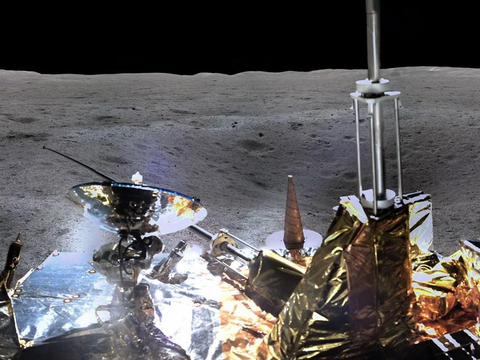 Un detalle de la foto panorámica enviada por la Chang'e 4.